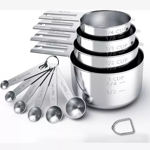 TILUCK Stainless Steel Measuring Cups & Spoons Set (10-Piece)
