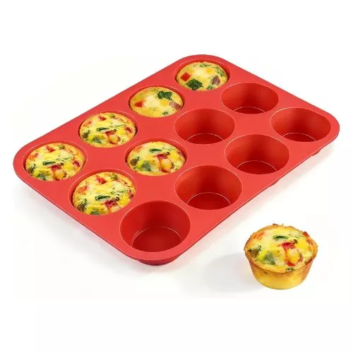 CAKETIME 12 Cups Silicone Muffin Pan