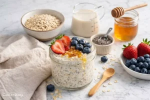 Rolled oats and chia seeds inside mason jar