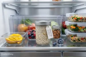 Overnight oats chilling in refrigerator