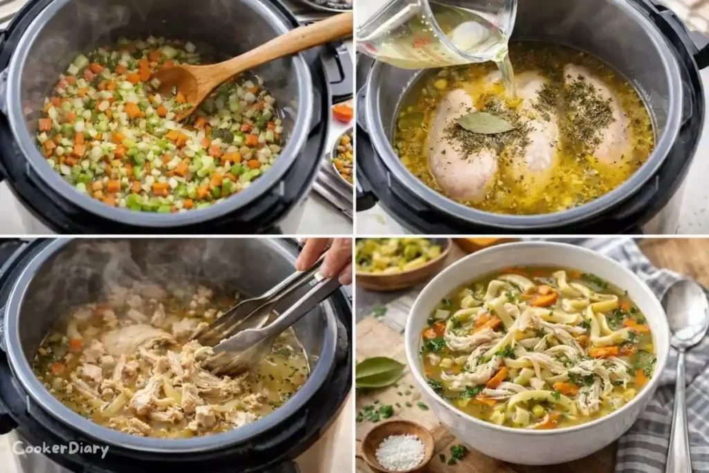 Step-by-step visual guide to making the recipe in four stages.