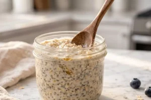 Mixing overnight oats ingredients together
