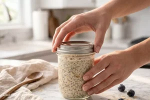 Closing mason jar lid for overnight oats