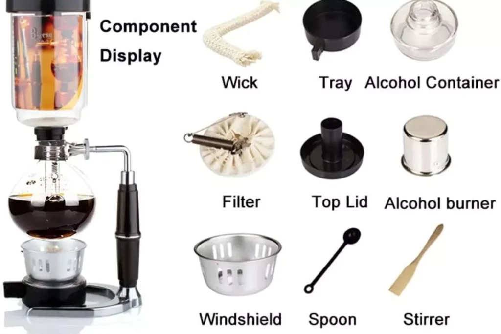 Siphon Coffee Maker component display