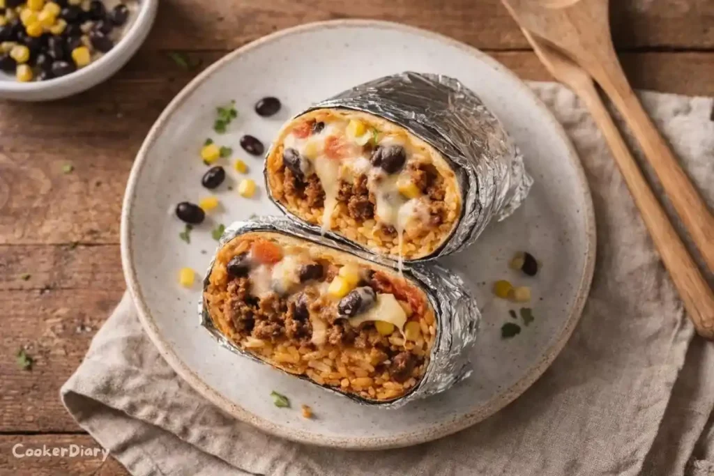 A delicious homemade ground beef burrito packed with flavor