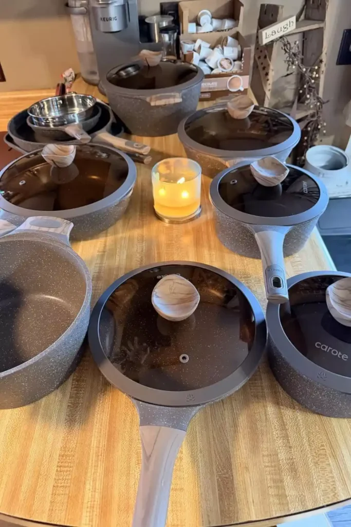 CAROTE 26PCS Pots and Pans Set in kitchen