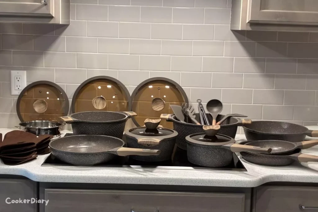 CAROTE 26PCS Pots and Pans Set in the kitchen