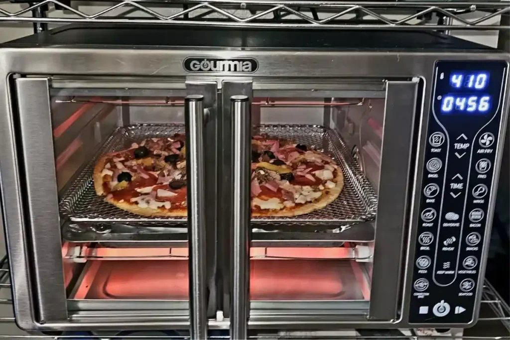 baking the pizza in Gourmia airfryer