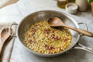 Garlic sautéing in olive oil