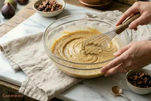 Mixing almond filling for fig tart