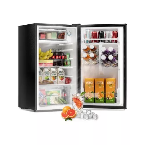 Frostorm 3.2 Cu Ft single door black smart mini fridge with internal freezer compartment