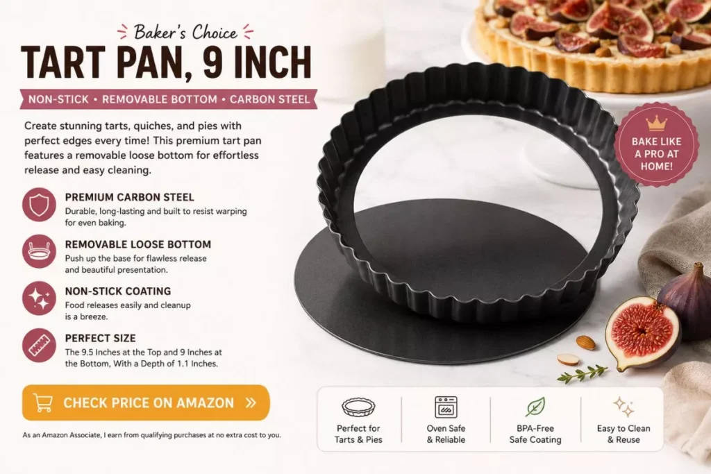 Tart Pan, 9 Inch Tart Pans, Non-Stick Removable Loose Bottom Carbon Steel 9In Tart Pan