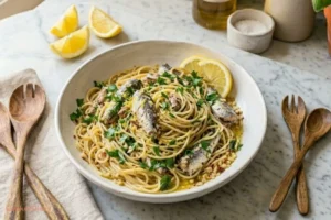 Finished canned sardine pasta recipe