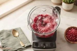 Blending pomegranate arils for organic pom juice recipe