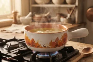 White wine simmering in a fondue pot