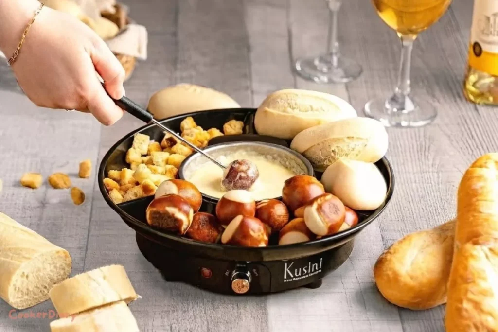 Chocolate melting in Kusini electric fondue pot bowl